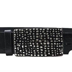 NWOT Georg Roth Black Leather Belt with Silver Buckle
